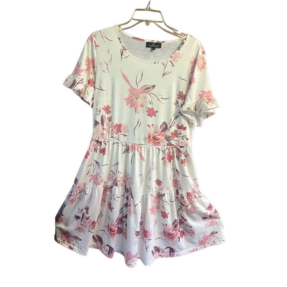 Yathon Floral  Tee Shirt Dress Sz XL NWOT
